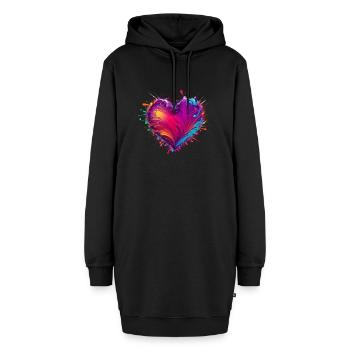 Valentinstag | Buntes Herz | Colorful Heart - Hoodie-Kleid - Schwarz - Vorne - AI Model Female 172 light (172cm)