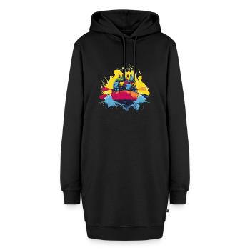 Rafting in der Gruppe - Hoodie-Kleid - Schwarz - Vorne - AI Model Female 172 light (172cm)