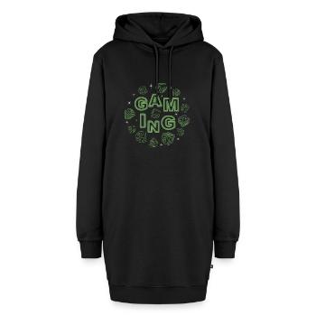 gaming-scene-green - Hoodie-Kleid - Schwarz - Vorne - AI Model Female 172 light (172cm)