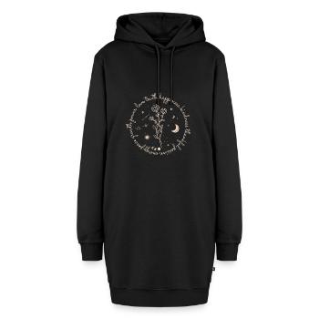 Sonne Mond Sterne, Boho, power, Esoterik, happy - Hoodie-Kleid - Schwarz - Vorne - AI Model Female 172 light (172cm)