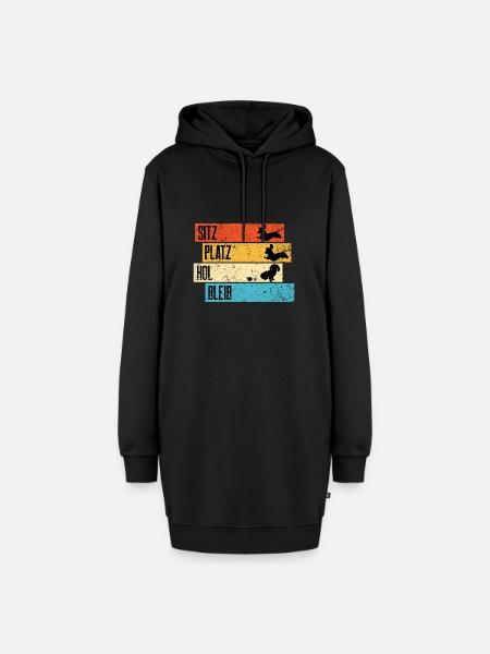 Retro Dackel Dachshund Teckel Witz - Hoodie-Kleid - Schwarz