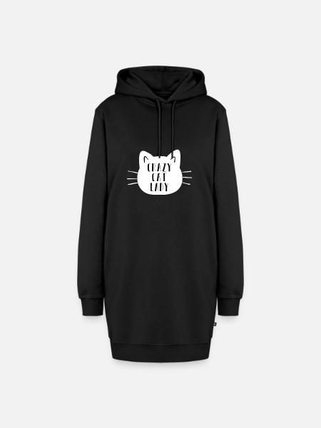 Crazy Cat Lady - Hoodie-Kleid - Schwarz