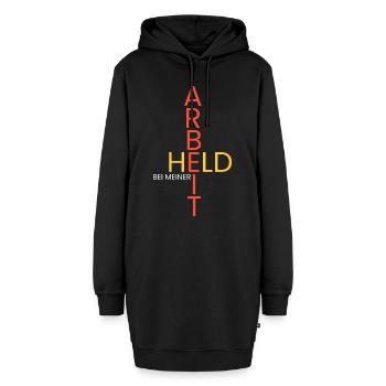 Held bei meiner Arbeit - Hoodie-Kleid - Schwarz - Vorne - AI Model Female 172 light (172cm)