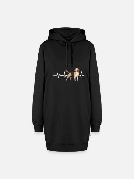 Beagle Heartbeat - Hoodie-Kleid - Schwarz