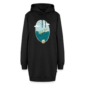 Salzwasserliebe I Martime Botschaft aus dem Meer - Hoodie-Kleid - Schwarz - Vorne - AI Model Female 172 light (172cm)