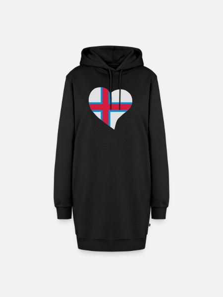 Färöisch Herz - Hoodie-Kleid - Schwarz