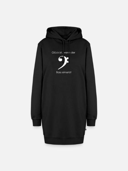 Glück ist, wenn der Bass einsetzt - Hoodie-Kleid - Schwarz
