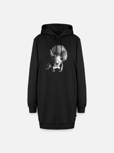Eichhörnchen - Hoodie-Kleid - Schwarz