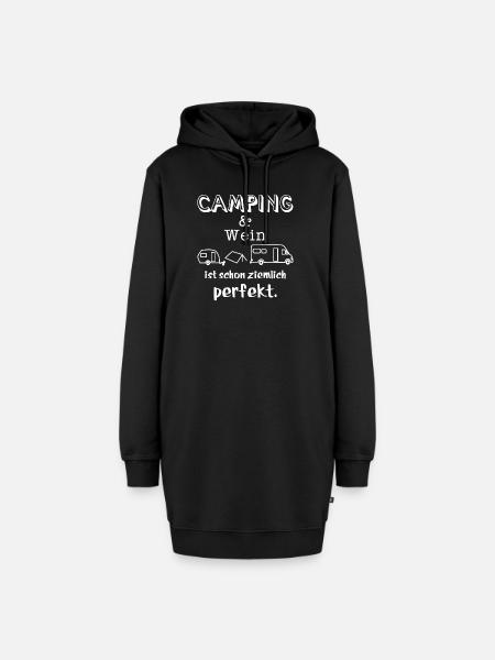 camping und wein - Hoodie-Kleid - Schwarz