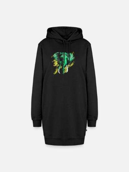 Elefant - Hoodie-Kleid - Schwarz