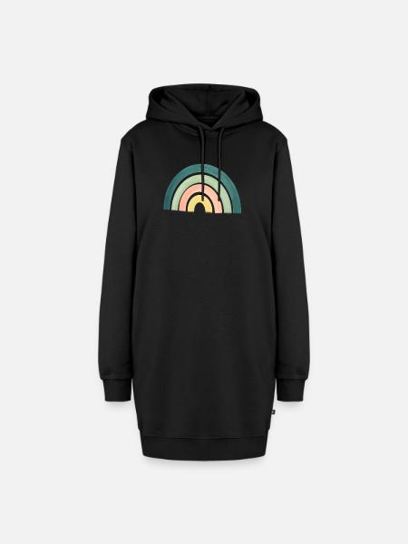 Regenbogen - Hoodie-Kleid - Schwarz