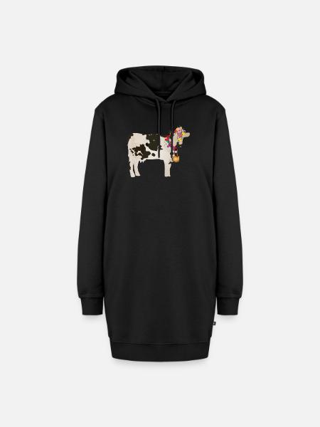 geschmückte Kuh mit Kuhglocke und Blumenschmuck - Hoodie-Kleid - Schwarz