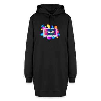 Kassette - Hoodie-Kleid - Schwarz - Vorne - AI Model Female 172 light (172cm)