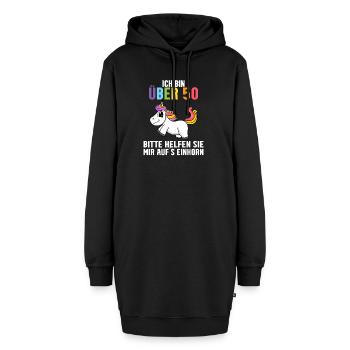 50. Geburtstag Frau 50 Jahre Einhorn - Hoodie-Kleid - Schwarz - Vorne - AI Model Female 172 light (172cm)
