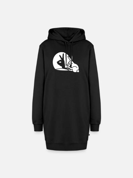 Lustige Kaninchen Hand Schatten Puppen Humor Pop Art - Hoodie-Kleid - Schwarz