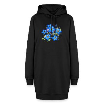 leuchtend blaues Vergissmeinnicht Graffiti - Hoodie-Kleid - Schwarz - Vorne - AI Model Female 172 light (172cm)