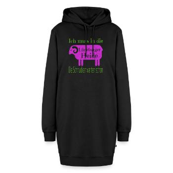 Lüneburger Heide Motiv mit Heidschnucke - Hoodie-Kleid - Schwarz - Vorne - AI Model Female 172 light (172cm)