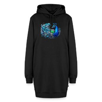 Pfau - Hoodie-Kleid - Schwarz - Vorne - AI Model Female 172 light (172cm)