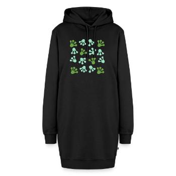 Froschfüße Abdrücke L Froschpfoten-Abdruck - Hoodie-Kleid - Schwarz - Vorne - AI Model Female 172 light (172cm)