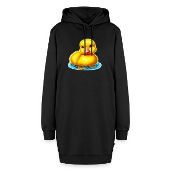 Ente Ente Ente Ente Ente - Hoodie-Kleid - Schwarz - Vorne - AI Model Female 172 light (172cm)