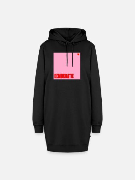Politik Demokratie Herz - Hoodie-Kleid - Schwarz