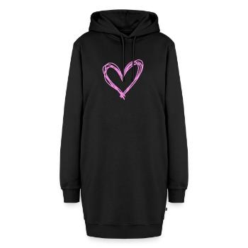 Herz - Hoodie-Kleid - Schwarz - Vorne - AI Model Female 172 light (172cm)