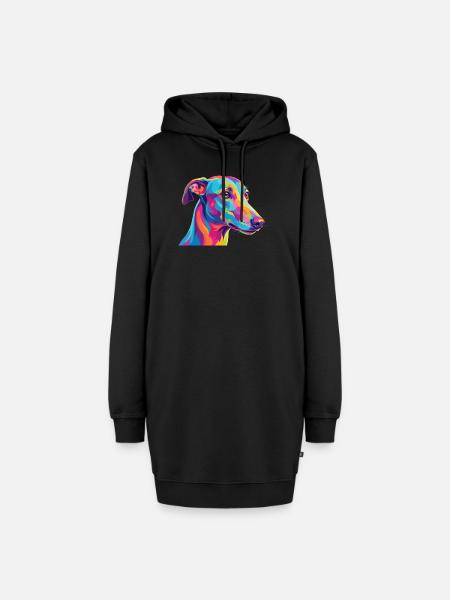 Aquarell Windhund Bunte Windhund-Kunst - Hoodie-Kleid - Schwarz