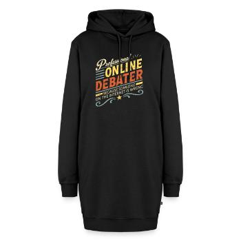 Professioneller Online-Debattierer - Hoodie-Kleid - Schwarz - Vorne - AI Model Female 172 light (172cm)