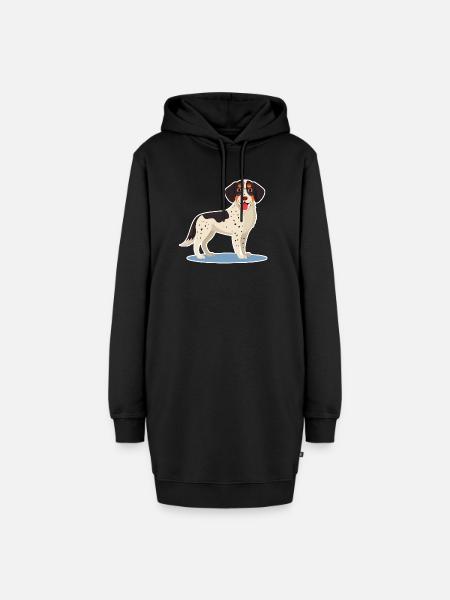 Dreifarbiger Hund (Tupfen im Fell) - Hoodie-Kleid - Schwarz