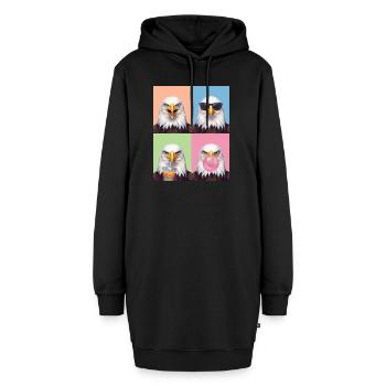 Eagle Adler - Hoodie-Kleid - Schwarz - Vorne - AI Model Female 172 light (172cm)