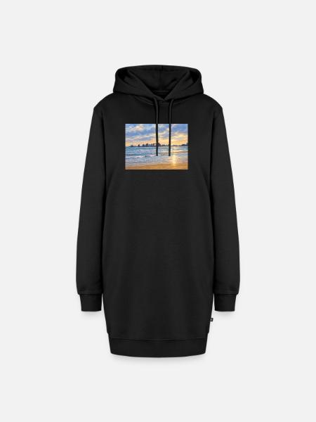 Sonnenuntergang an der Stadtbucht - Hoodie-Kleid - Schwarz