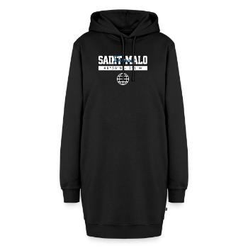 Saint-Malo Frankreich Koordinaten Reise Souvenir - Hoodie-Kleid - Schwarz - Vorne - AI Model Female 172 light (172cm)