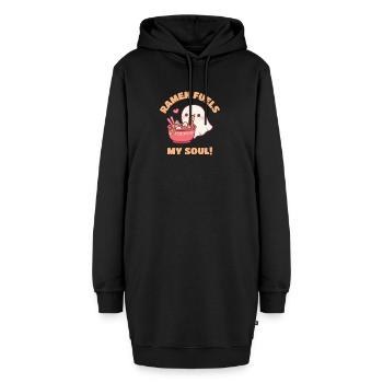 Ramen nährt meine Seele Süßer Geist liebt Nudeln - Hoodie-Kleid - Schwarz - Vorne - AI Model Female 172 light (172cm)