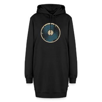 Naturvinyl – Kanu und Wald - Hoodie-Kleid - Schwarz - Vorne - AI Model Female 172 light (172cm)