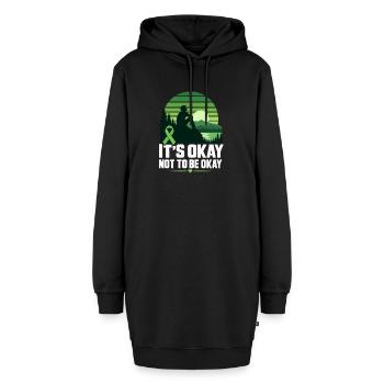 IT'S OKAY NOT TO BE OKAY – Mentale Gesundheit Bewu - Hoodie-Kleid - Schwarz - Vorne - AI Model Female 172 light (172cm)