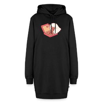 Süßer Geist liebt es, Peperoni-Pizza zu essen - Hoodie-Kleid - Schwarz - Vorne - AI Model Female 172 light (172cm)