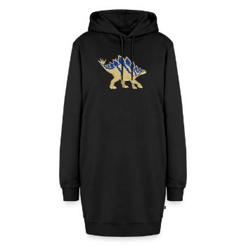 Blau gestreifter Stegosaurus im Vintage-Stil - Hoodie-Kleid - Schwarz - Vorne - AI Model Female 172 light (172cm)