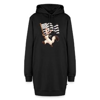 Niedliches, fröhliches bretonisches Hermelin mit Flagge der Bretagne - Hoodie-Kleid - Schwarz - Vorne - AI Model Female 172 light (172cm)