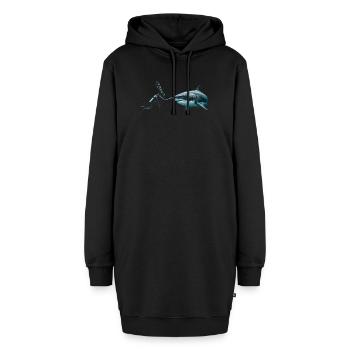 Scuba Diver Booping a Great White Shark  - Hoodie-Kleid - Schwarz - Vorne - AI Model Female 172 light (172cm)