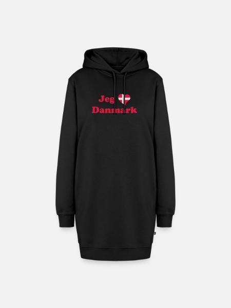 Jeg elsker Danmark - Ich liebe Dänemark - Hoodie-Kleid - Schwarz