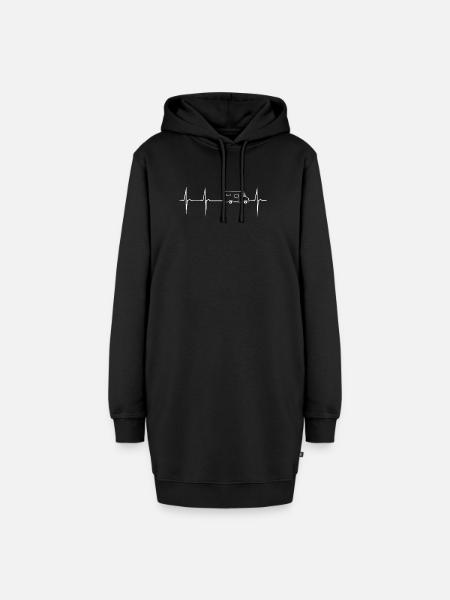 herzschlag kastenwagen - Hoodie-Kleid - Schwarz