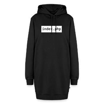 index php - Hoodie-Kleid - Schwarz - Vorne - AI Model Female 172 light (172cm)