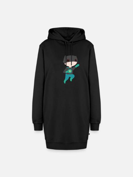Superheld - Hoodie-Kleid - Schwarz