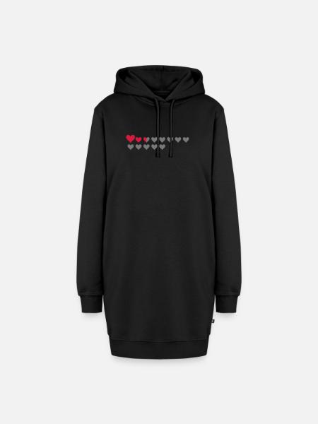 Gaming Lebensbalken Herzen - Hoodie-Kleid - Schwarz