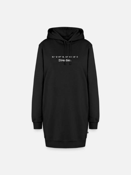 Koordinaten Dresden - Hoodie-Kleid - Schwarz