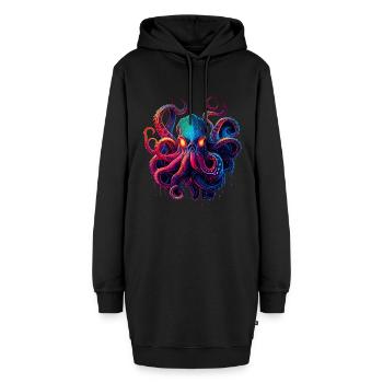 Oktopus-Illustration - Hoodie-Kleid - Schwarz - Vorne - AI Model Female 172 light (172cm)