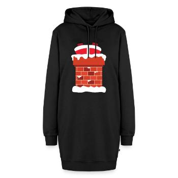Weihnachtsmann im Kamin - Hoodie-Kleid - Schwarz - Vorne - AI Model Female 172 light (172cm)