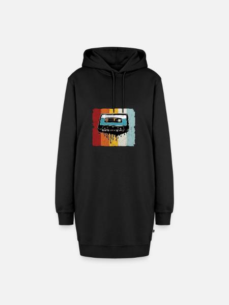 Retro Kassette schmelzend - Hoodie-Kleid - Schwarz