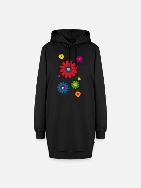 flower power 03 - Hoodie-Kleid - Schwarz