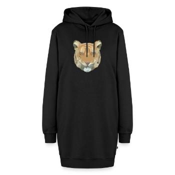Tiger Polygon farbig – International Tiger Day - Hoodie-Kleid - Schwarz - Vorne - AI Model Female 172 light (172cm)